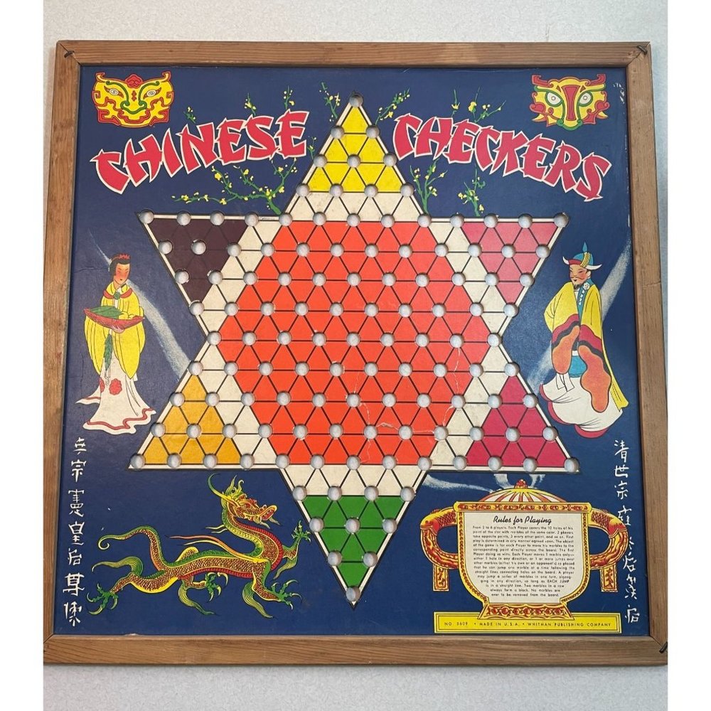 Vintage Whitman Publishing Cardboard Chinese Checkers Game Board